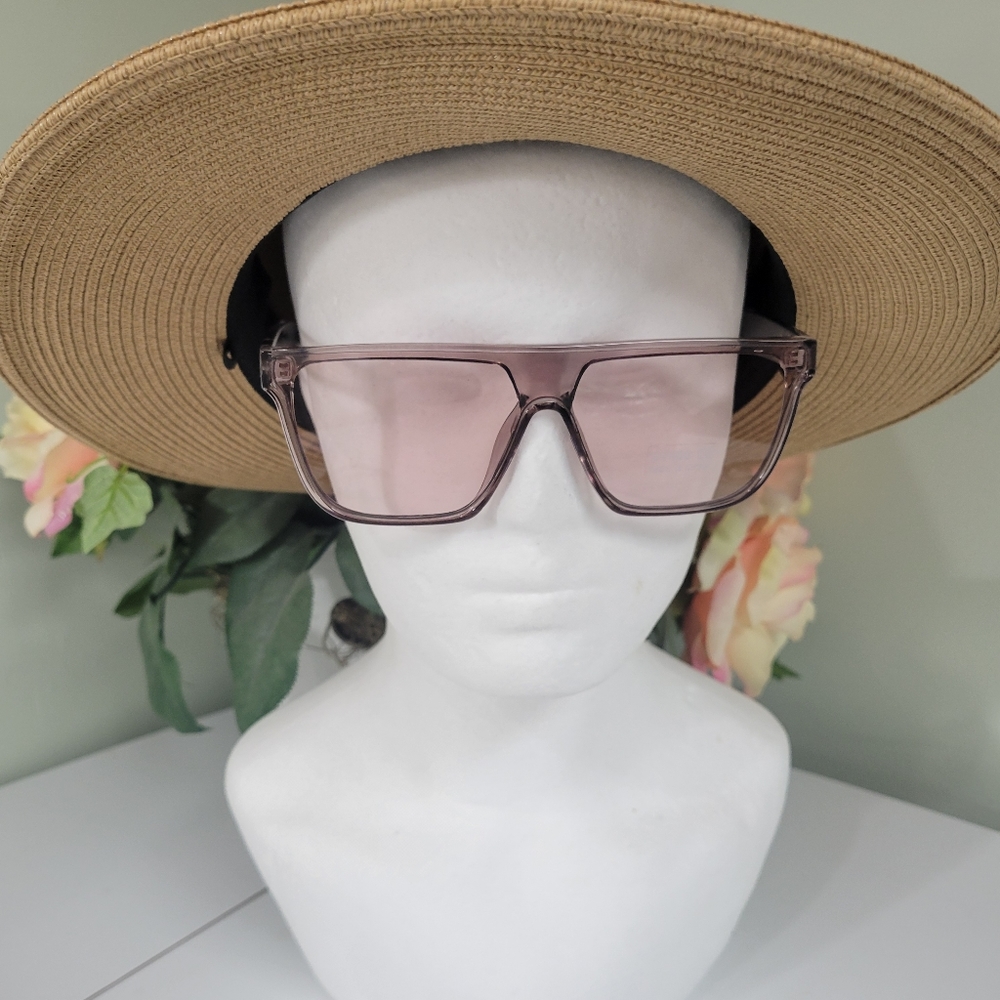 OVERSIZED FLAT TOP DESIGNER STYLE SUNGLASSES W CASE